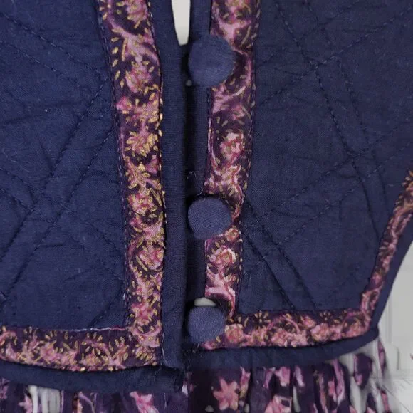 Vintage 70s Phool Indian Cotton Gauze Block Print Peasant Dress Size 4 Boho - Picture 9 of 16